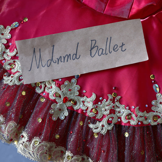 Luxury Handmade Red and Black Ballet Tutu for Professional Performances - MDT0980