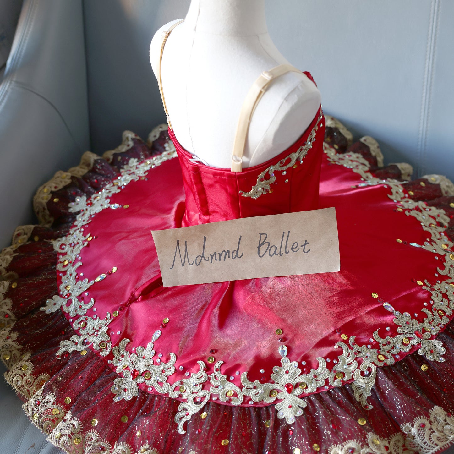 Luxury Handmade Red and Black Ballet Tutu for Professional Performances - MDT0980