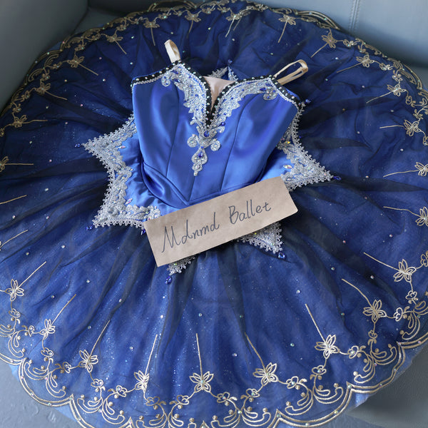 Elegant Royal Blue Ballet Tutu with Embellished Bodice - MDT0818