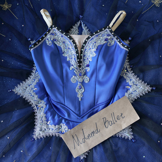 Elegant Royal Blue Ballet Tutu with Embellished Bodice - MDT0818