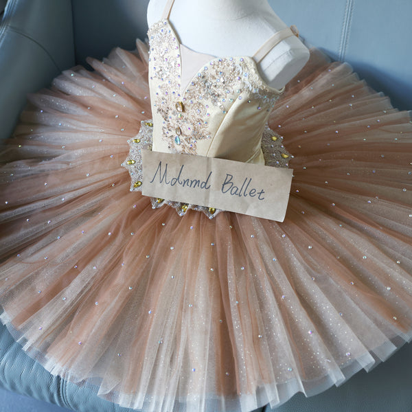 Handcrafted Ballet Tutu 閿熸枻鎷 Crystal Embellished Dance Costume - MDT0048