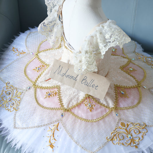 Floral Lace and Beaded Ballet Performance Tutu Dress for Girls - MDT0255