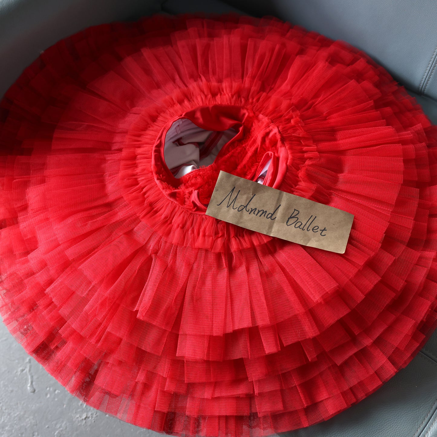 Spanish-Style Ballet Tutu Costume – Red & Black Lace with Gold Accents - MDT0591