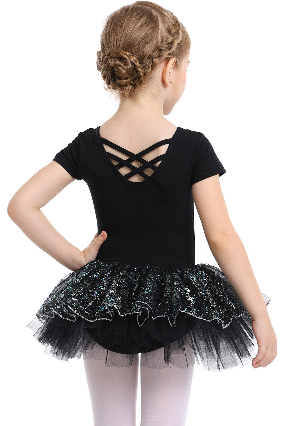 Toddler Dance Short-sleeved Tight Fluffy Jumpsuit.