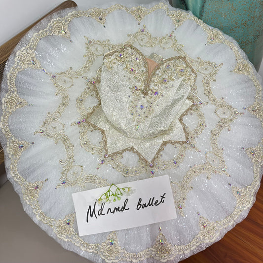 Exquisitely Handmade Gold Professional Ballet Dress Ideal for Competition Performance Costume and as a Wonderful Dance Gift-MDT0960