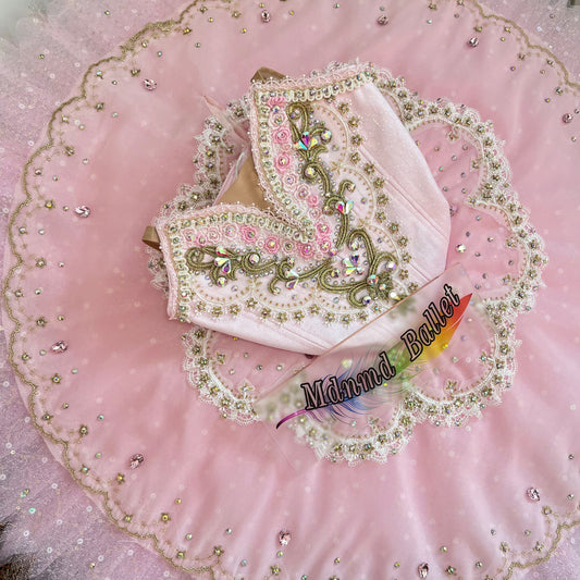 Elegant Pink Ballet Tutu with Lace and Rhinestone Accents/Elegant Pink Ballet Tutu with Lace and Rhinestone Accents-MDT1025