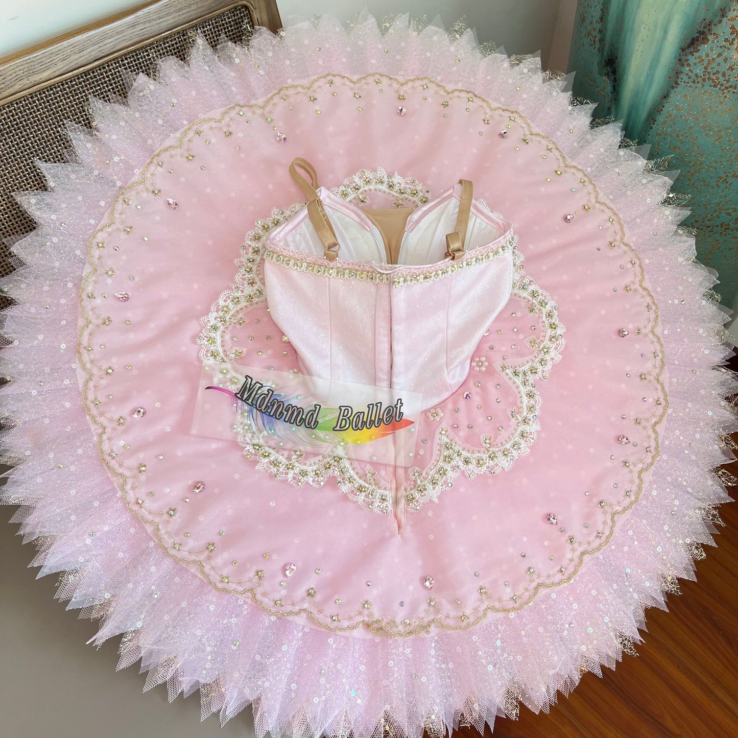 Elegant Pink Ballet Tutu with Lace and Rhinestone Accents/Elegant Pink Ballet Tutu with Lace and Rhinestone Accents-MDT1025