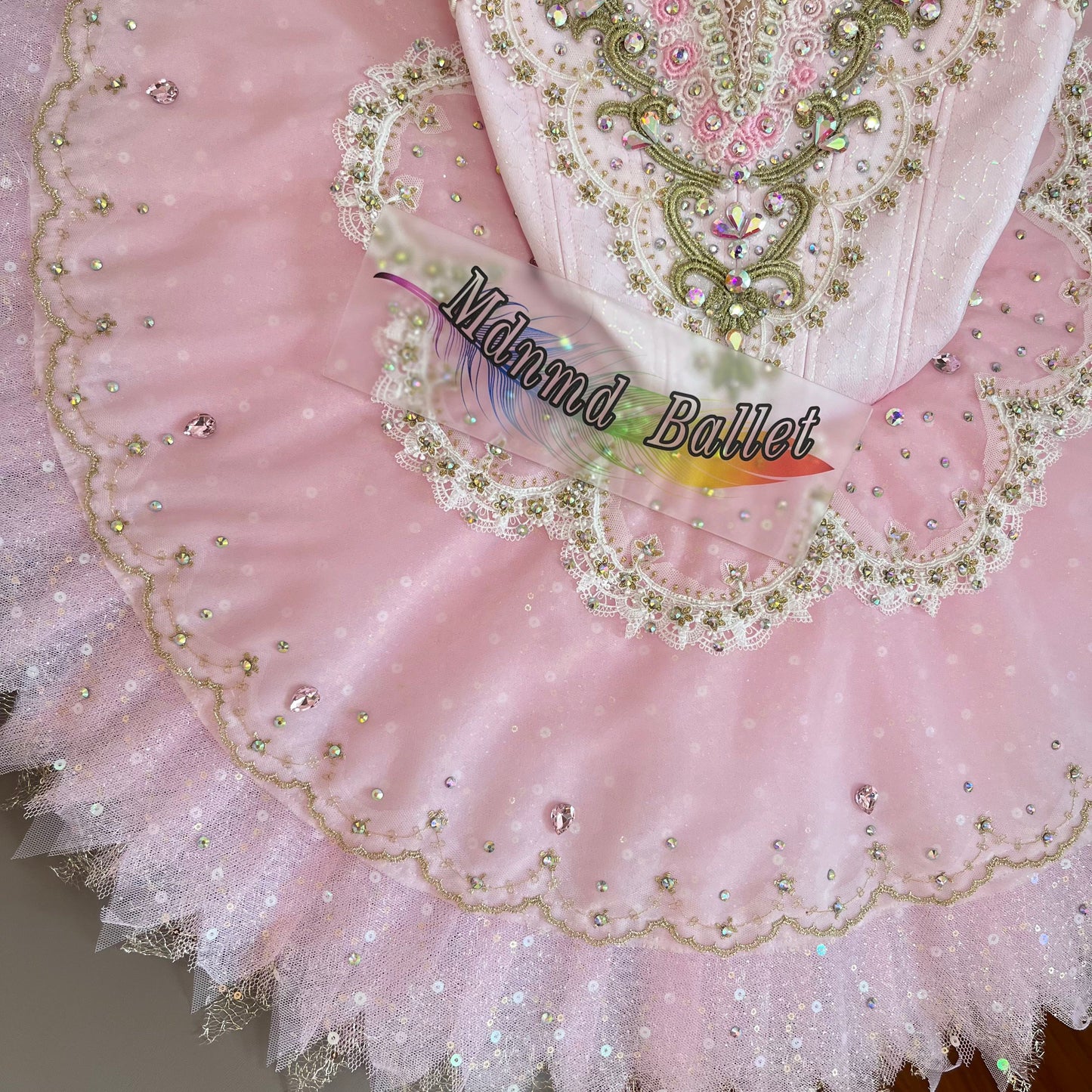 Elegant Pink Ballet Tutu with Lace and Rhinestone Accents/Elegant Pink Ballet Tutu with Lace and Rhinestone Accents-MDT1025