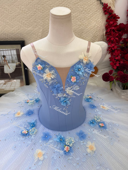 Handmade Professional Purple Ballet Skirt with Gorgeous Red and Gold Decorations-MDT1232