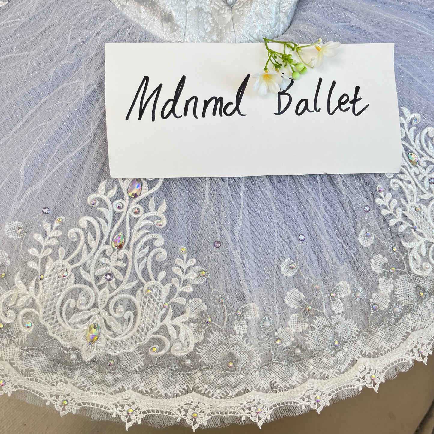 White Ballet Tutu with Rhinestone Embellishments - MDT0421