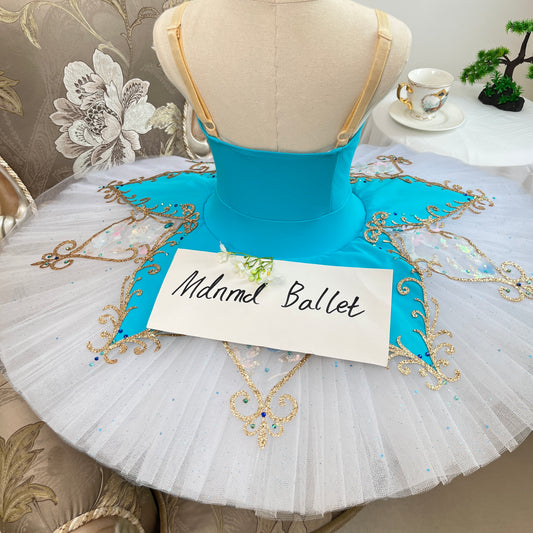 Blue and White Embellished Ballet Tutu Dress for Girls – Sparkling Stagewear - JYT0021
