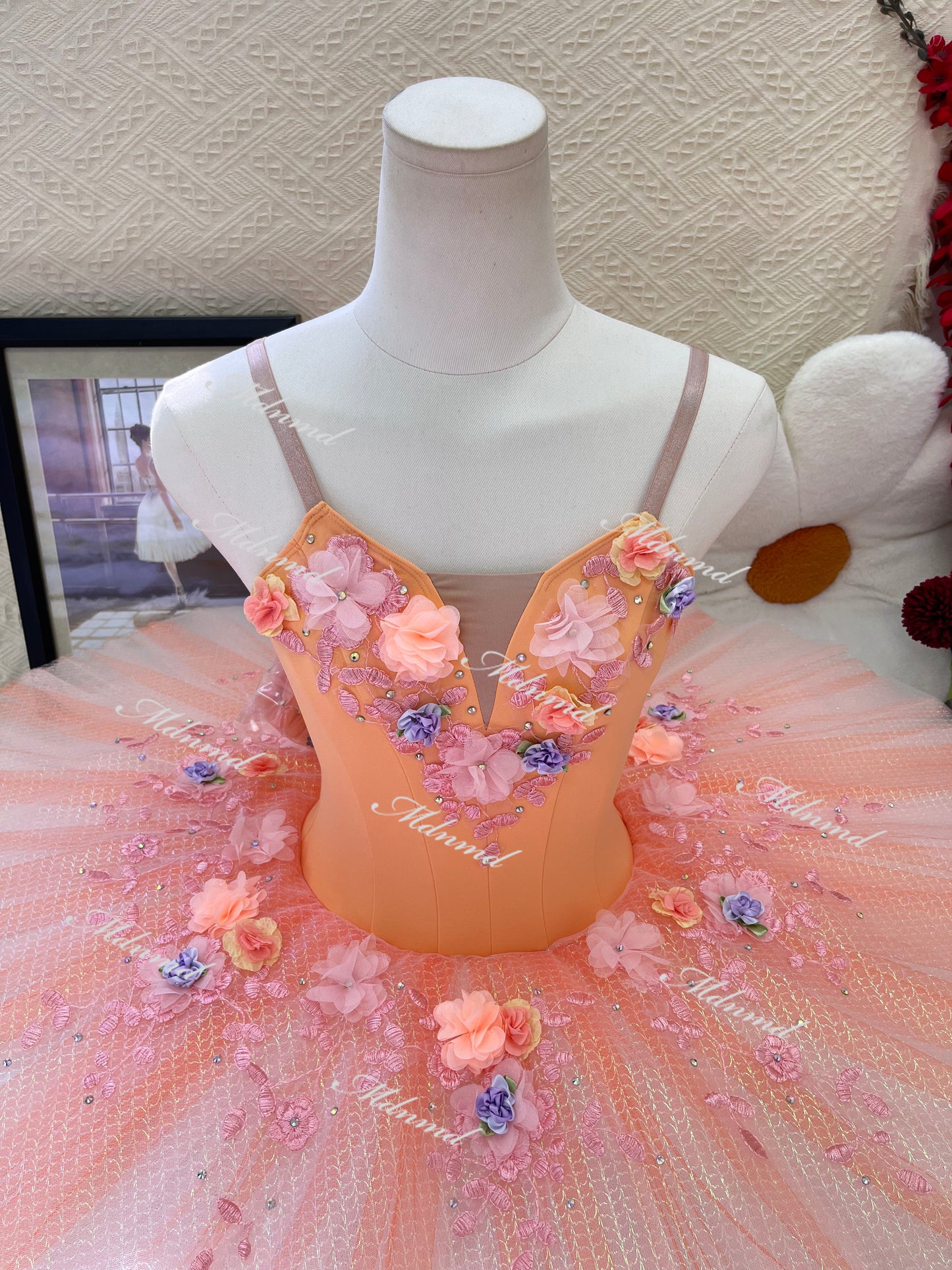 Handmade Professional Purple Ballet Skirt with Gorgeous Red and Gold Decorations-MDT1232