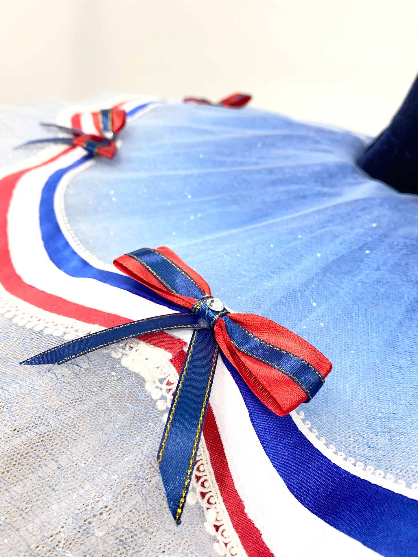 Blue and White Ballet "The Flame" Dance Costume Kids/Adult Fire Theme Ballet Tutu Sparkling Gold Foil Stagewear-MDT0025