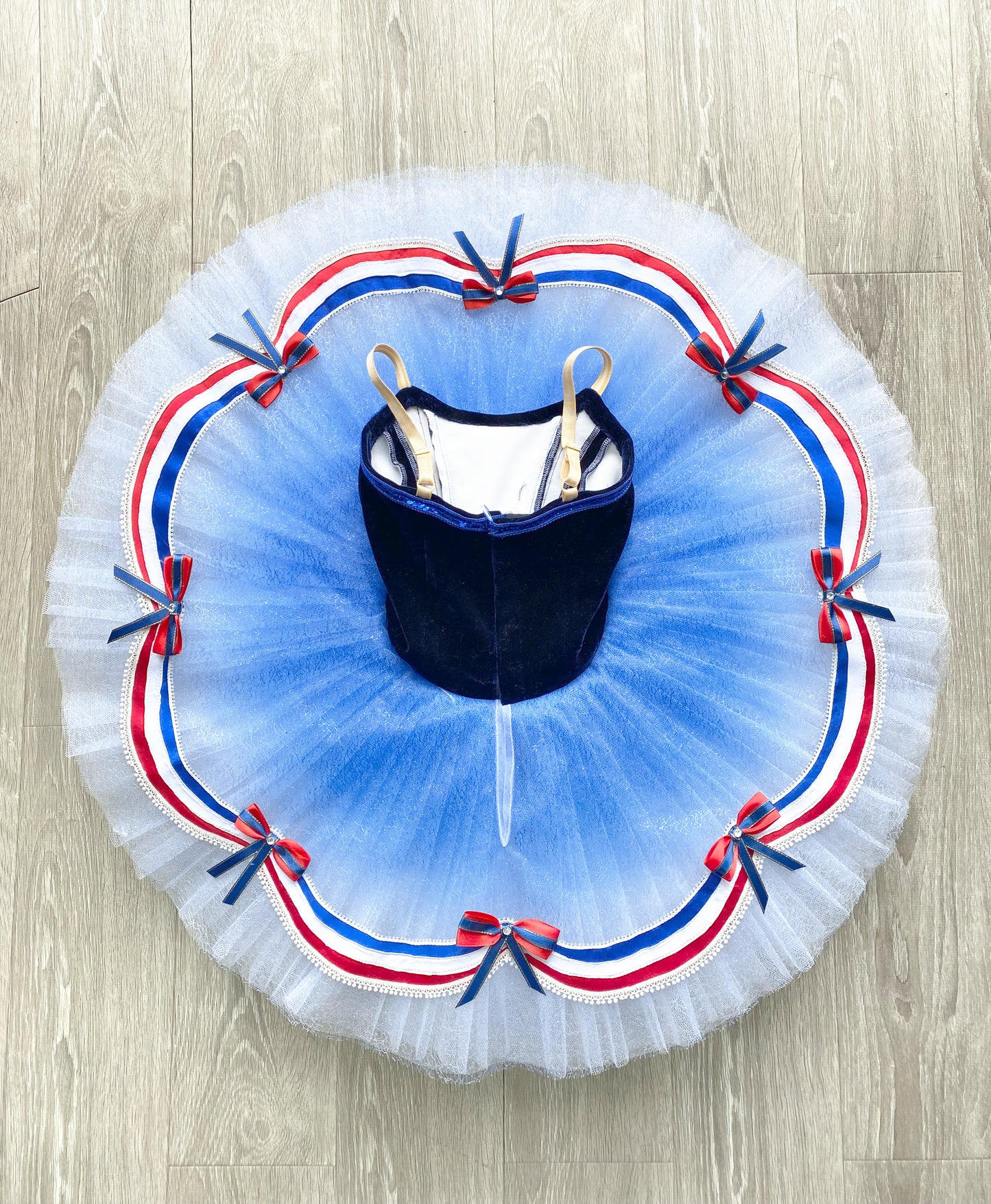 Blue and White Ballet "The Flame" Dance Costume Kids/Adult Fire Theme Ballet Tutu Sparkling Gold Foil Stagewear-MDT0025