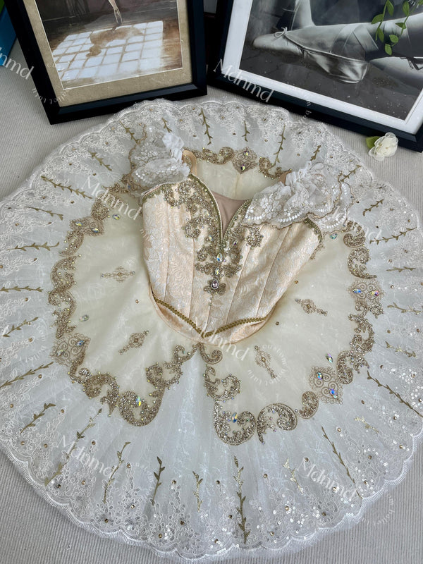 Exquisitely Handmade Gold Professional Ballet Tutu Ideal for Competition Performance Dance Costume Ballerina Dress