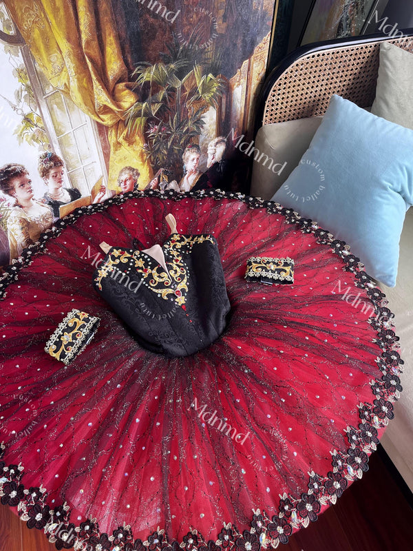 Professional Black and Red Ballet Tutu Custom Don Quixote