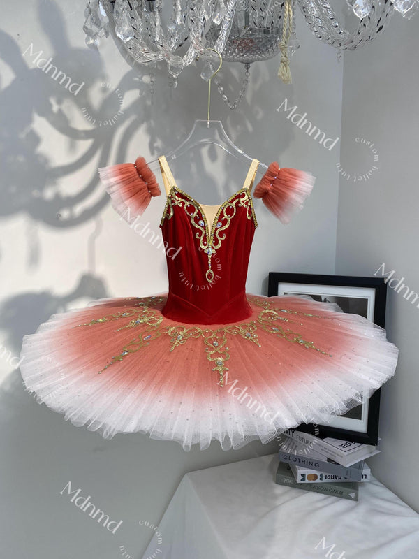 Red Gradient Pancake Ballet Tutu - Handmade Custom for Kids & Adults Ballerina Dnace wear