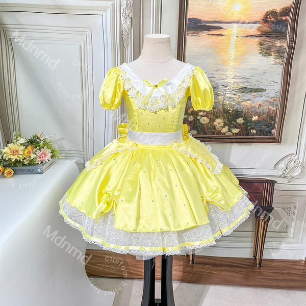 Yellow Classical Ballet Tutu | Handmade Lace & Crystal Costume
