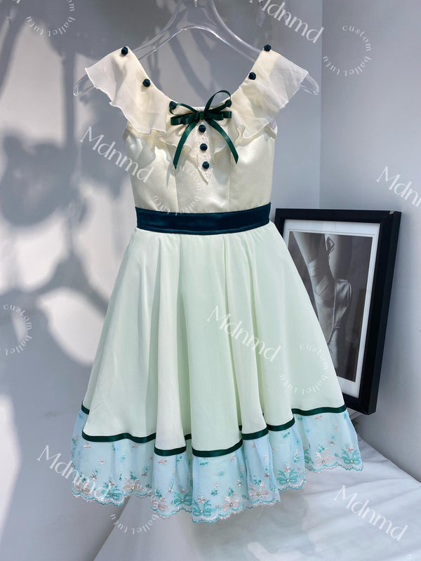 Green Romantic Ballet Tutu Dress - Custom Handmade for Graduation Ball Variations & YAGP Competitions
