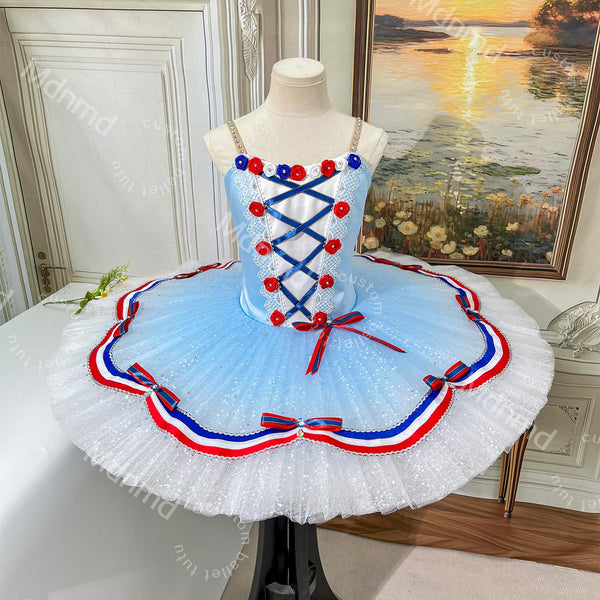 Custom Ballet Tutu - Red Blue Flames of Paris YAGP Costume