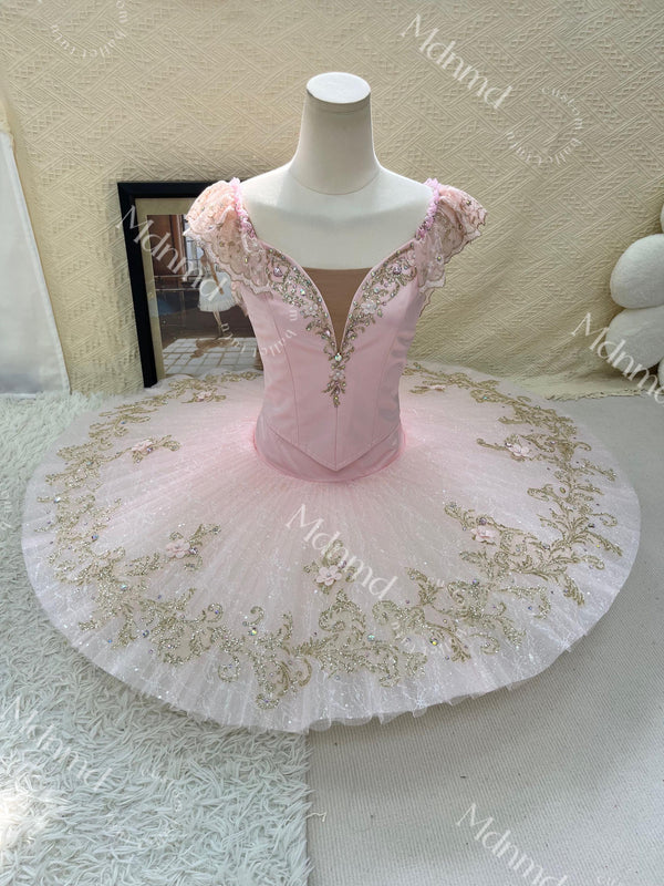 Custom Made Professional Pink Ballet Tutu with Exquisite Embroidery and Shiny Rhinestones Nutcracker