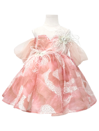 Pink Off-Shoulder Bow Flower Girl Dress-J283