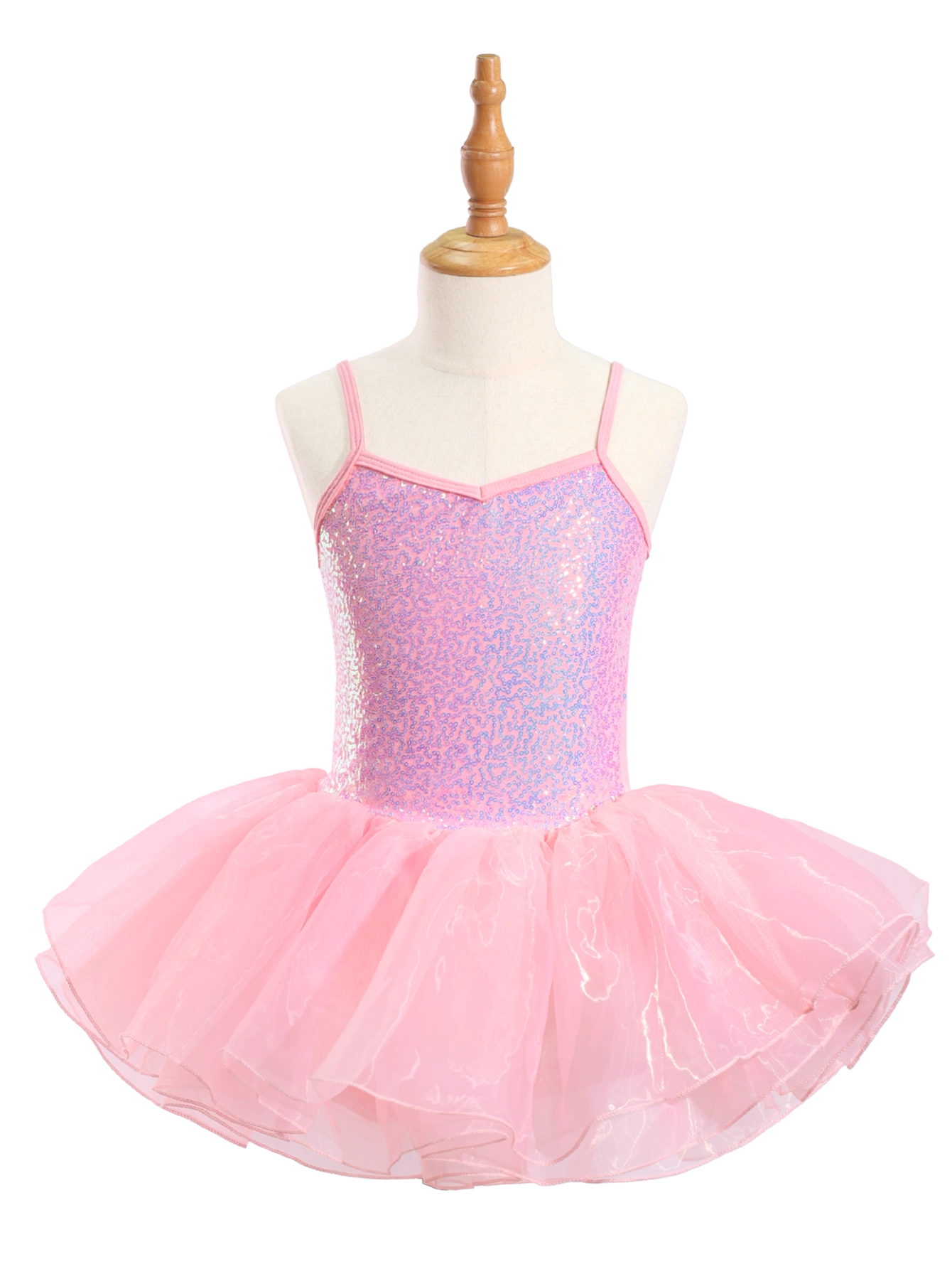 Girls Sequin Cami Ballet Leotard Tutu Dress-TM034
