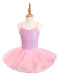 Girls Sequin Cami Ballet Leotard Tutu Dress-TM034