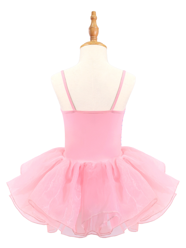 Girls Sequin Cami Ballet Leotard Tutu Dress-TM034