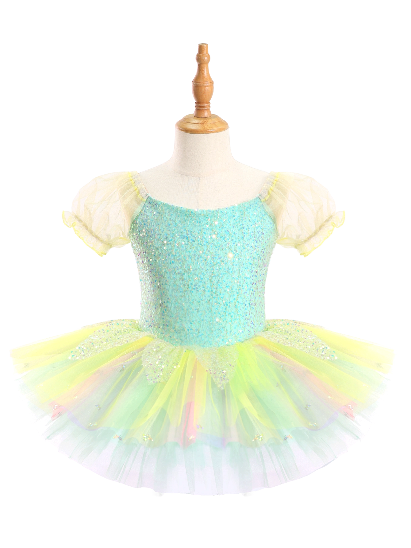 Girls Mint Green Sequin Ballet Leotard Princess Tutu Dancewear-ALP047