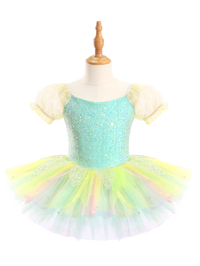Girls Mint Green Sequin Ballet Leotard Princess Tutu Dancewear-ALP047
