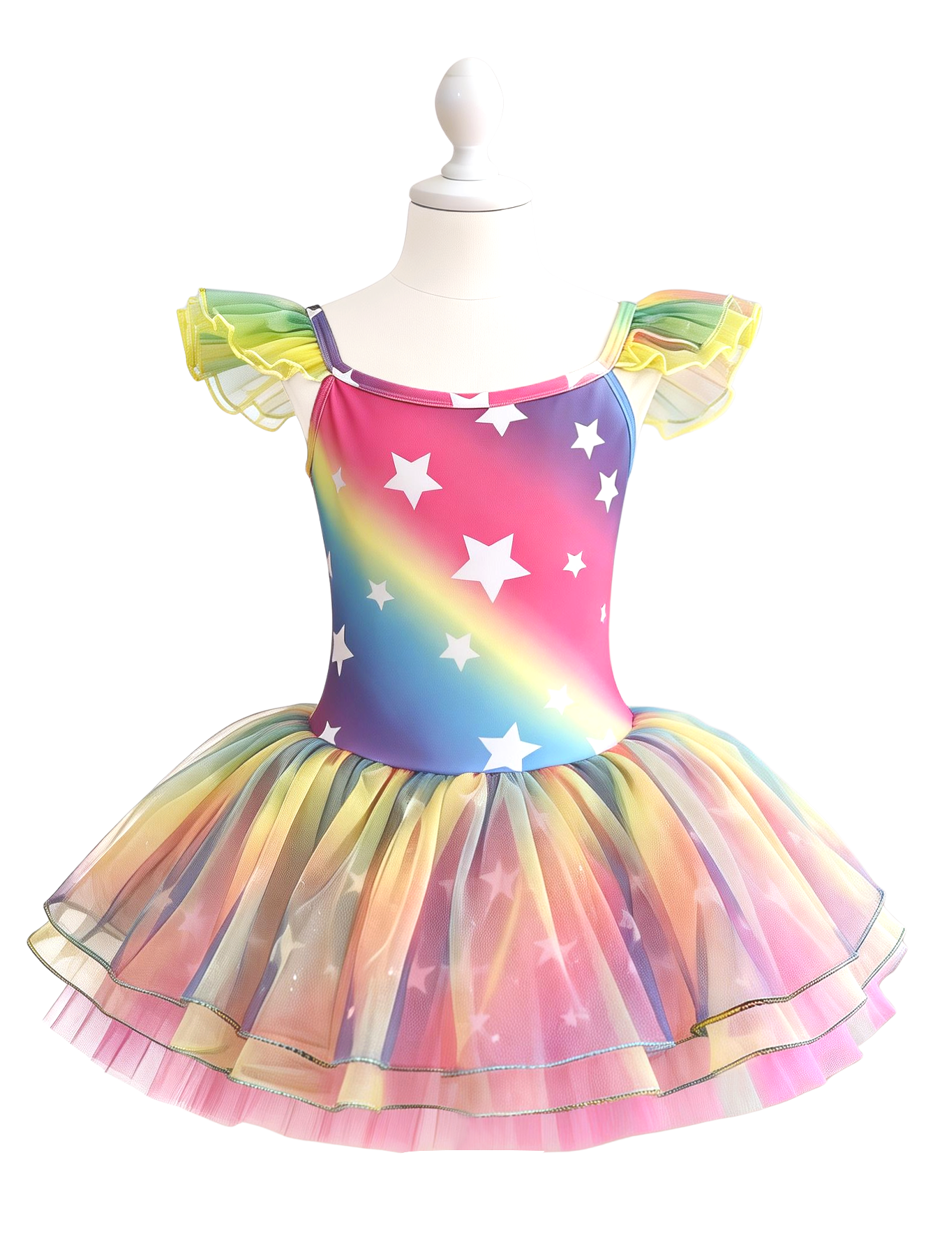 Girls Rainbow Star Ballet Leotard Tutu-XY042