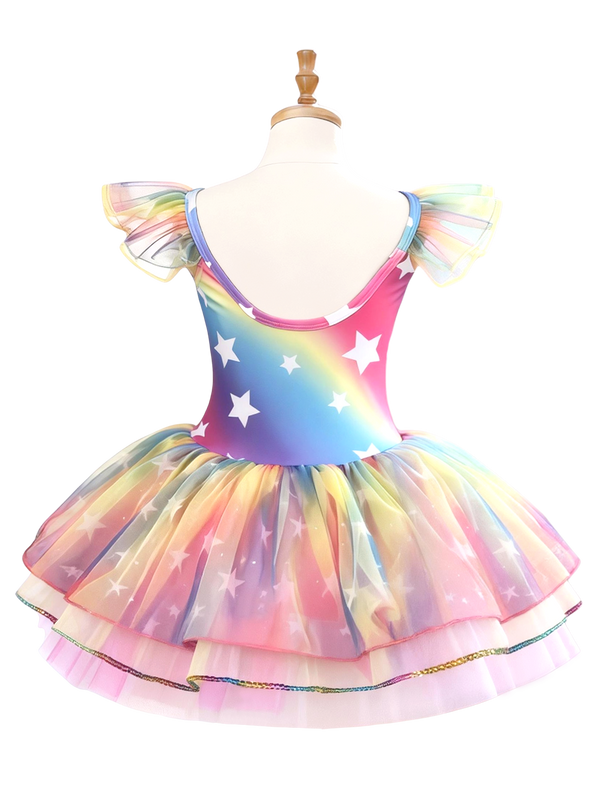 Girls Rainbow Star Ballet Leotard Tutu-XY042