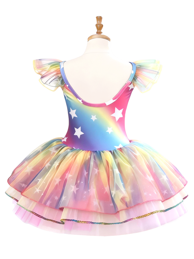 Girls Rainbow Star Ballet Leotard Tutu-XY042