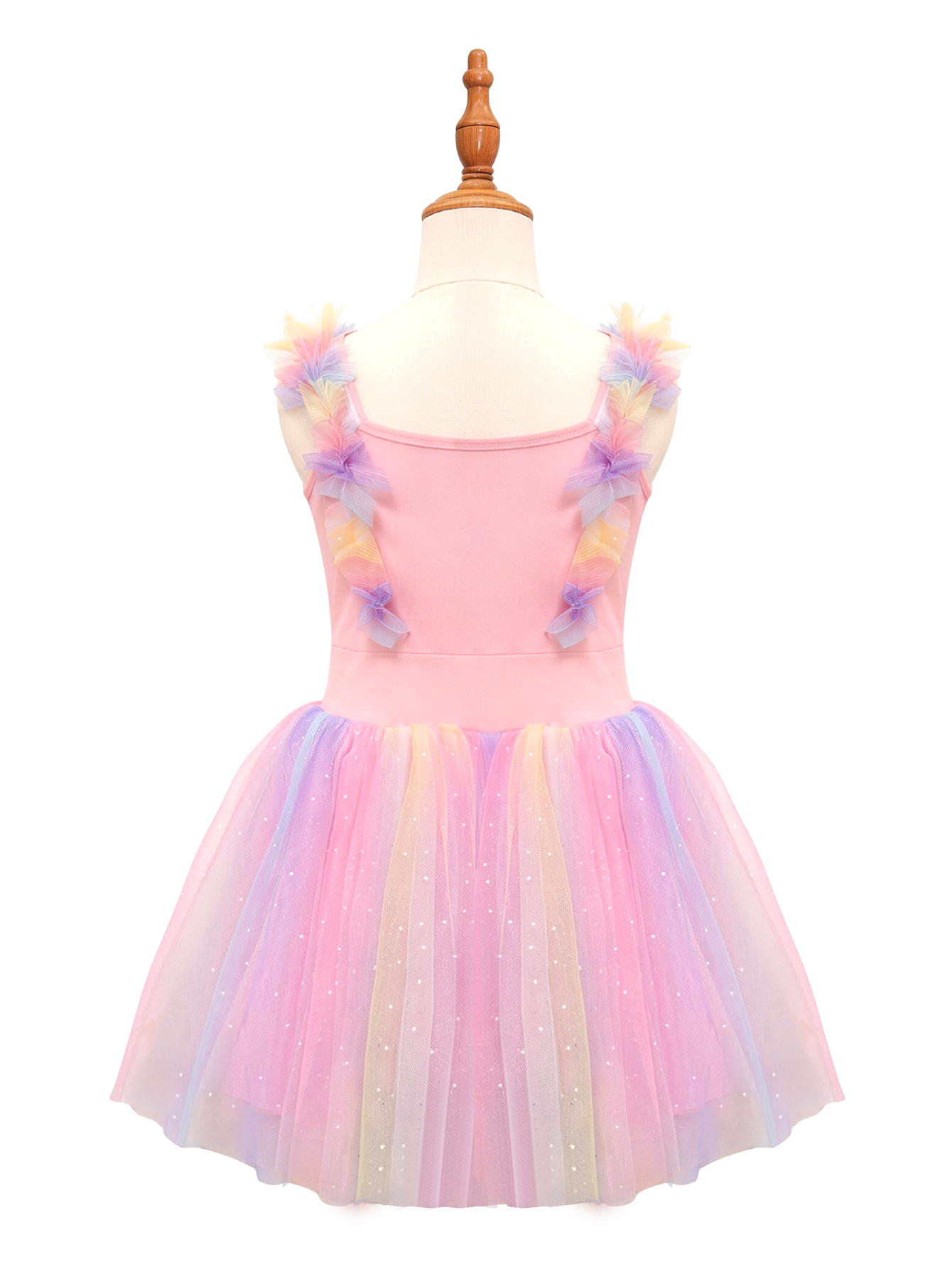 Girls Rainbow Tulle Dress with Stars - Kids Birthday Party Princess Dress-ALP0108