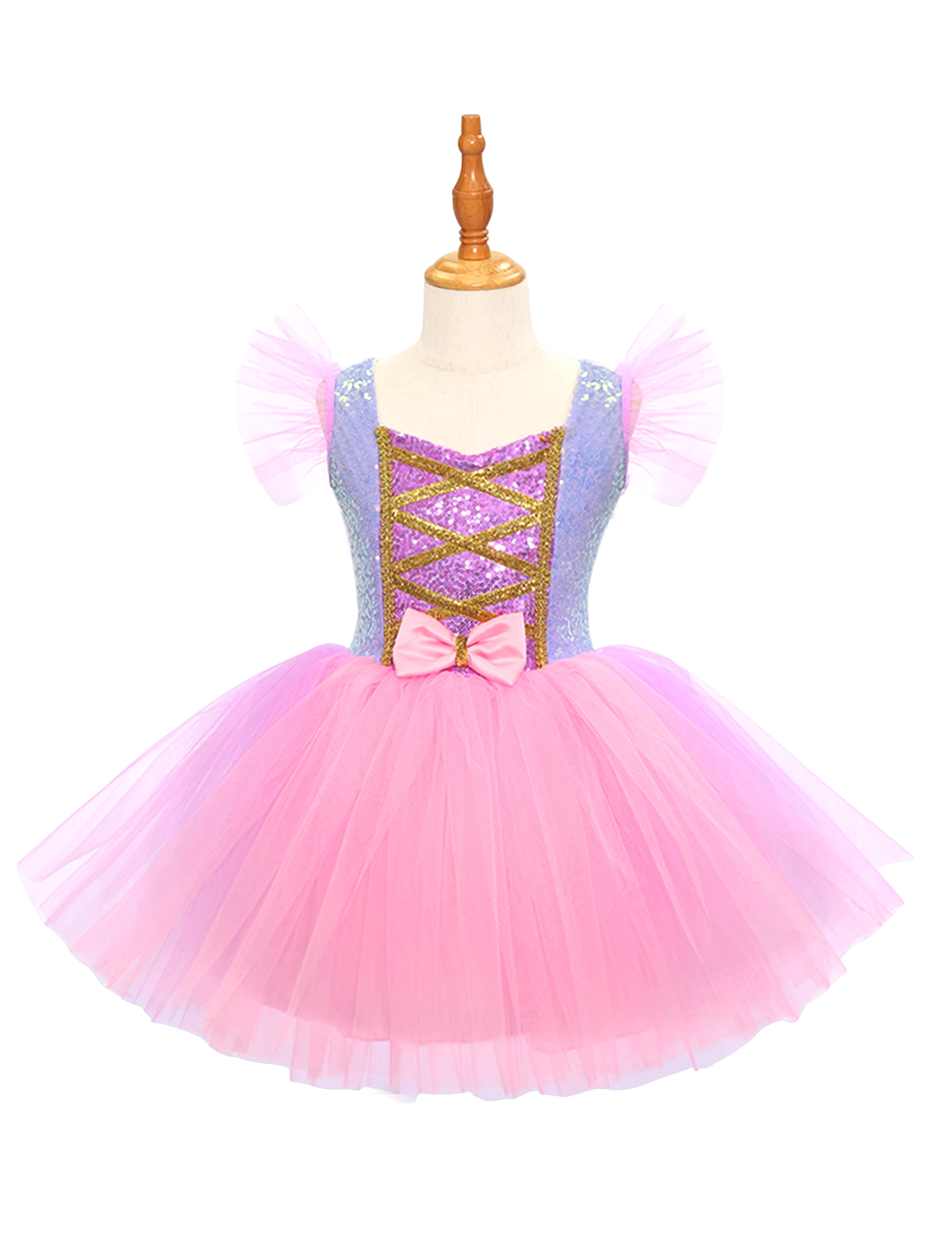 Girls Pink Purple Tulle Tutu Dress, Kids Casual Princess Dress-ALP0107