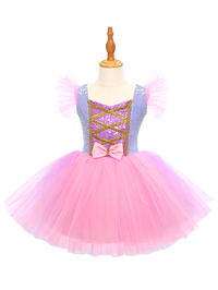 Girls Pink Purple Tulle Tutu Dress, Kids Casual Princess Dress-ALP0107