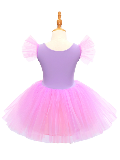 Girls Pink Purple Tulle Tutu Dress, Kids Casual Princess Dress-ALP0107