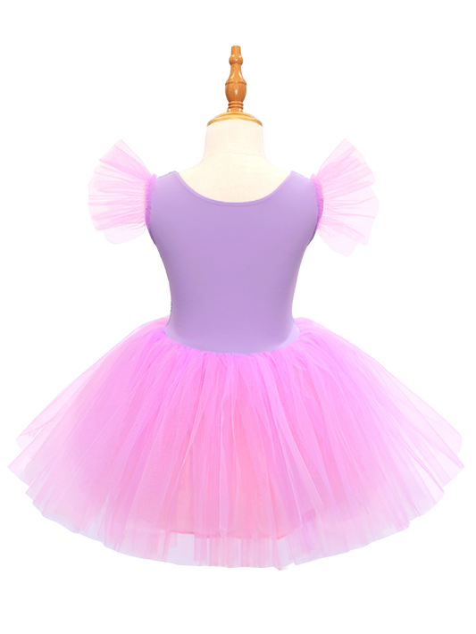 Girls Pink Purple Tulle Tutu Dress, Kids Casual Princess Dress-ALP0107