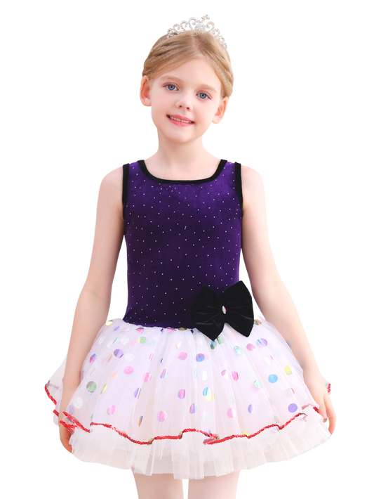 Kids Ballet Tutu Dress, Sparkle Velvet Dance Costume for Girls-ALP091