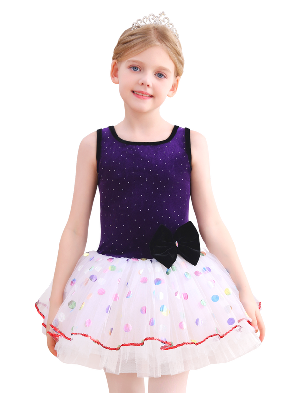 Kids Ballet Tutu Dress, Sparkle Velvet Dance Costume for Girls-ALP091