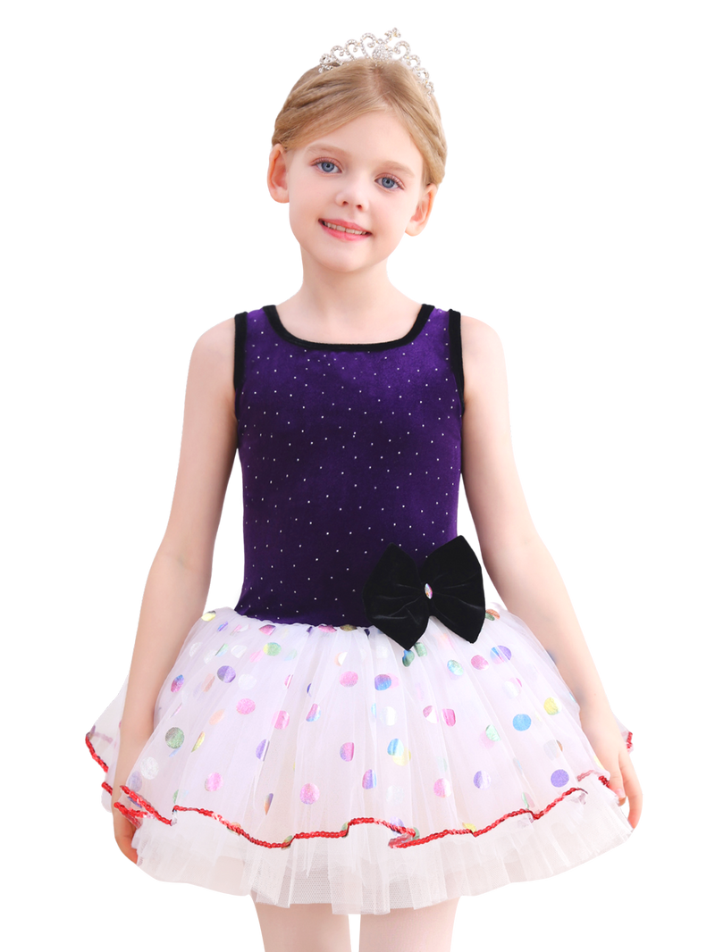 Kids Ballet Tutu Dress, Sparkle Velvet Dance Costume for Girls-ALP091