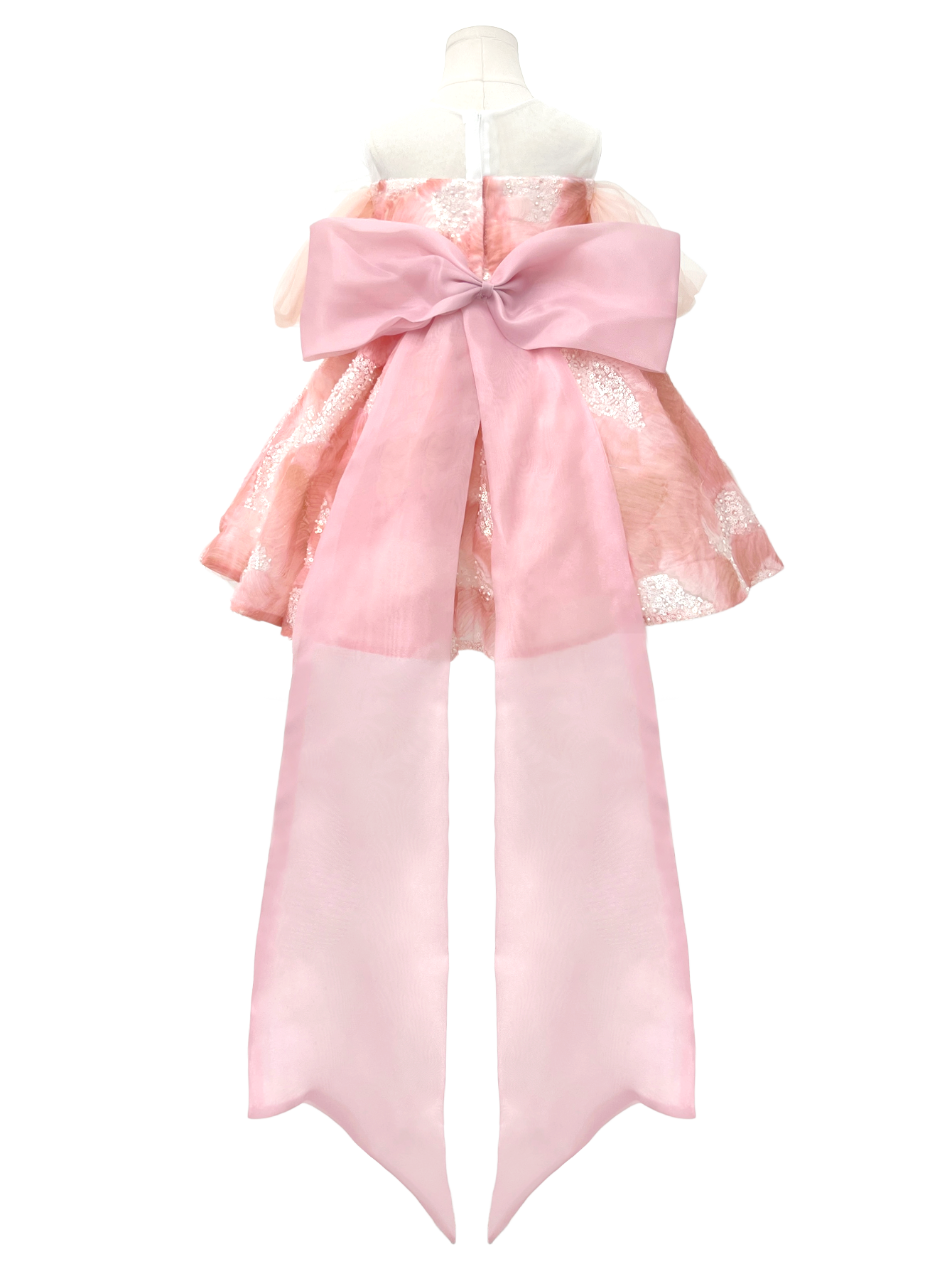 Pink Off-Shoulder Bow Flower Girl Dress-J283