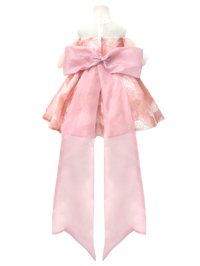 Pink Off-Shoulder Bow Flower Girl Dress-J283