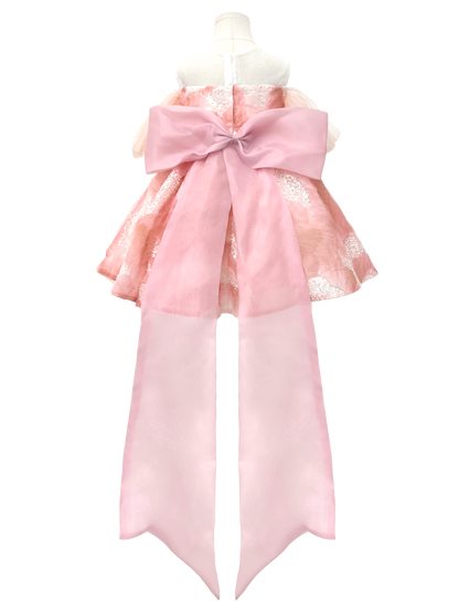 Pink Off-Shoulder Bow Flower Girl Dress-J283