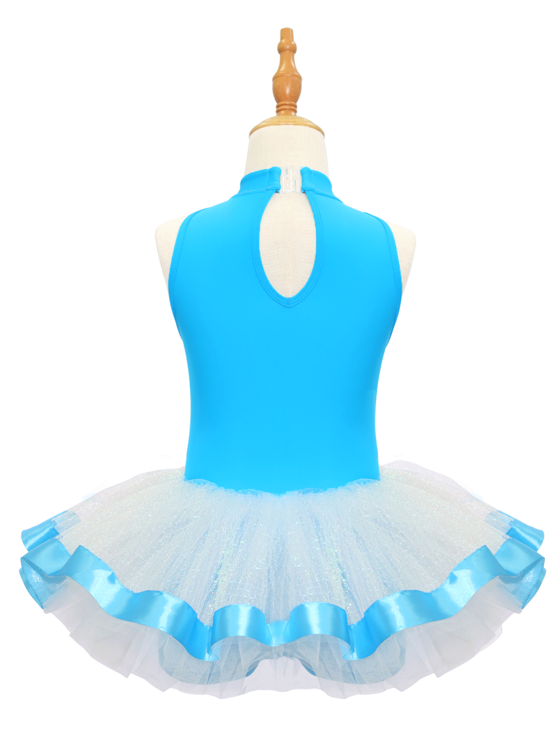Kids Jazz Dance Leotard - Tutu Romper with Sequin Heart & Bow-JSP003