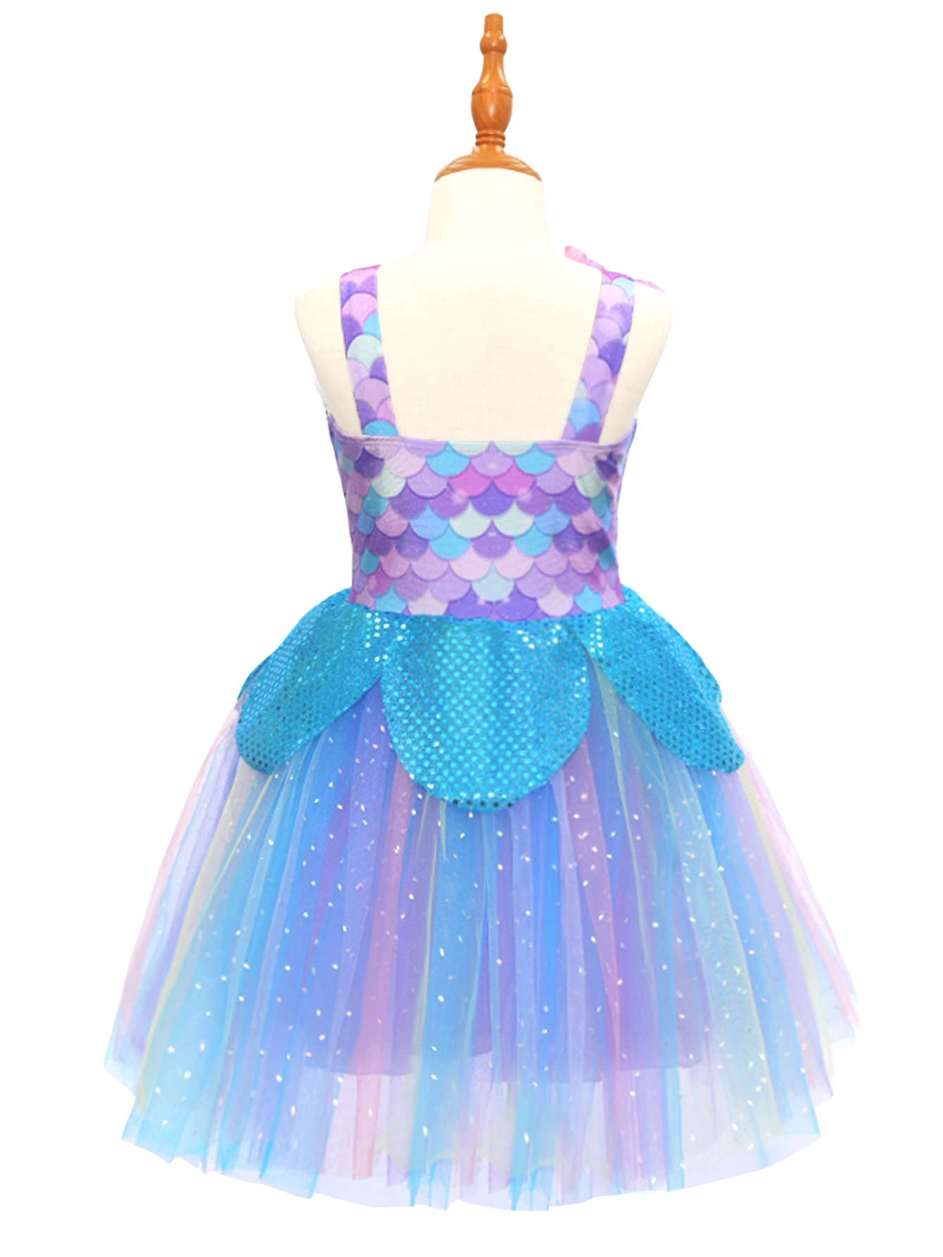 Girls Mermaid Scale Tutu Dress, Sparkly Ocean Theme Dress-ALP0114