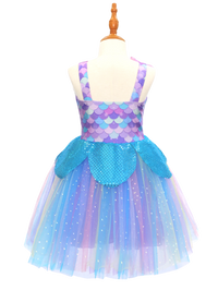Girls Mermaid Scale Tutu Dress, Sparkly Ocean Theme Dress-ALP0114