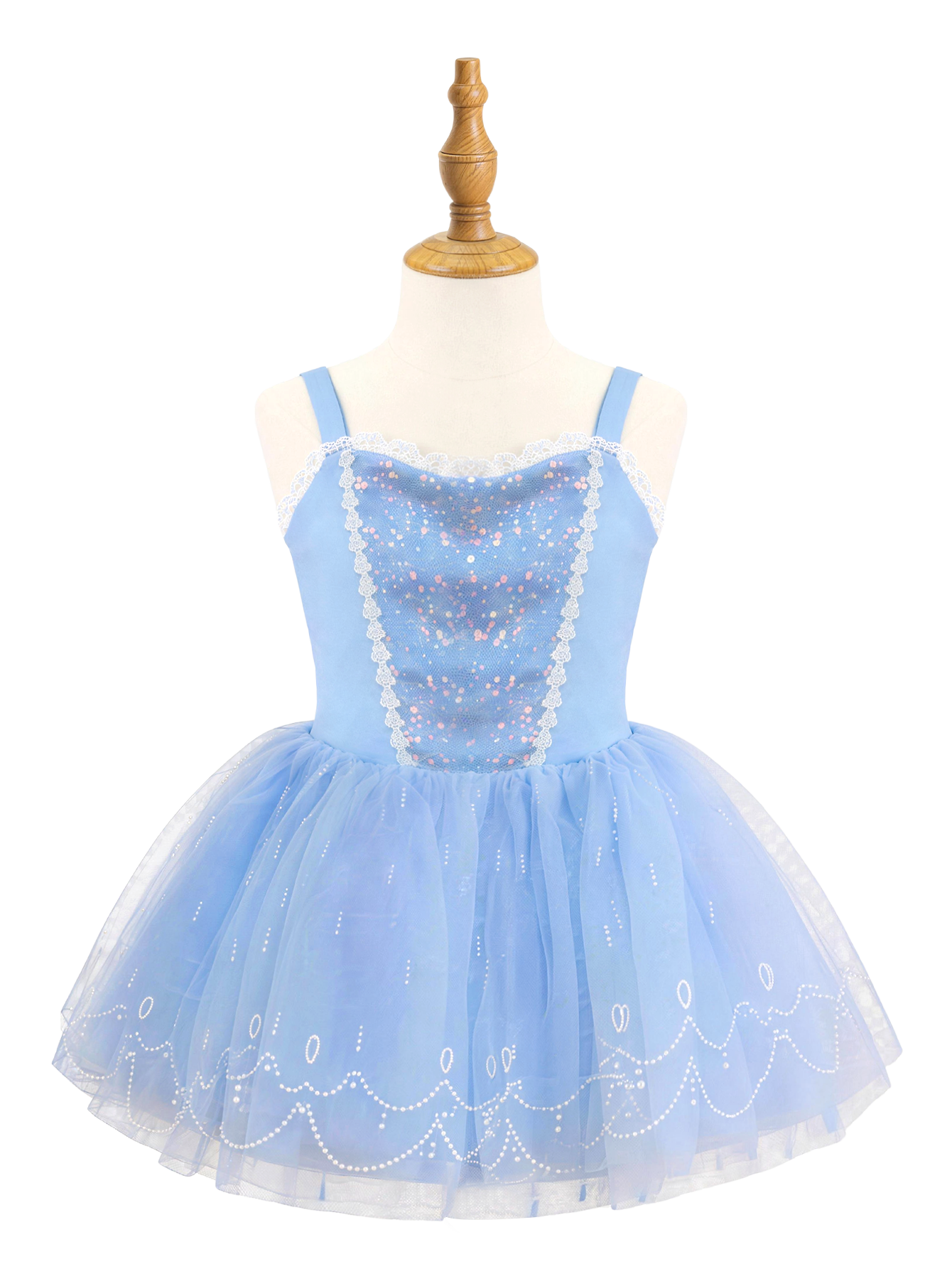 Girls Pink Princess Dress, Sparkle Lace Trim Tutu, Sleeveless Costume-ALP0106