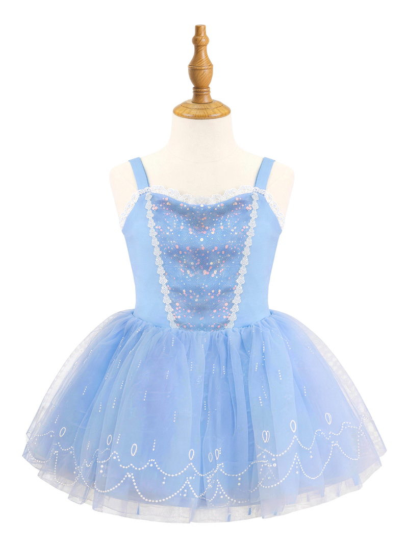 Girls Pink Princess Dress, Sparkle Lace Trim Tutu, Sleeveless Costume-ALP0106
